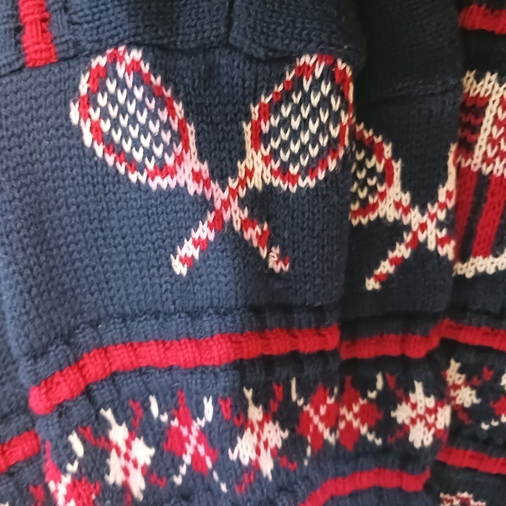 Vintage Tennis Sweater XL USA Cotton Preppy Collegiate Crest Novelty Knit - Picture 6 of 9